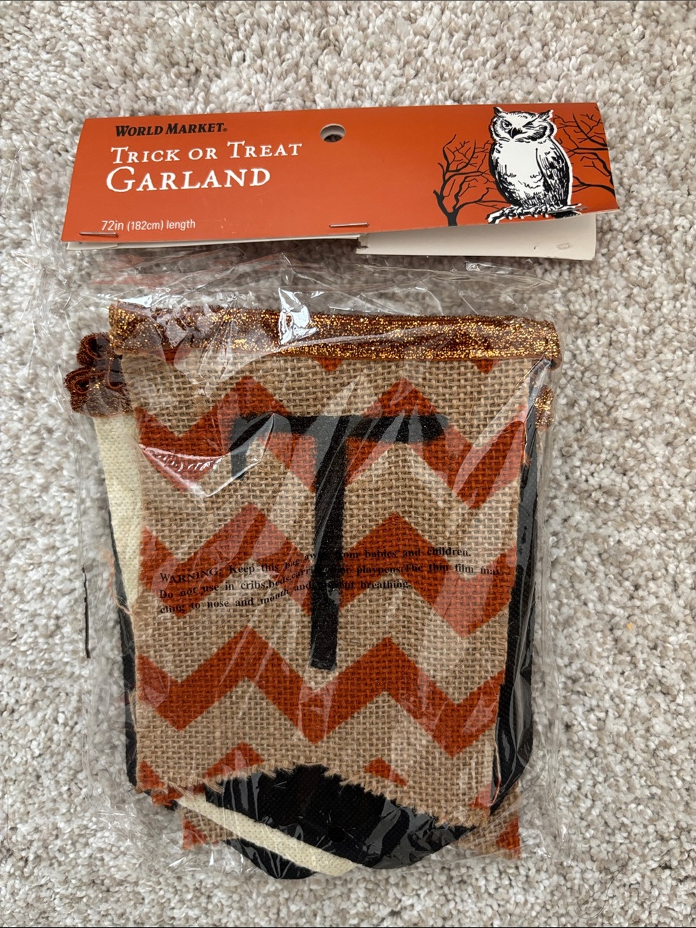 Cost Plus World Market Orange and Black Halloween Garland